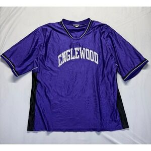 Teamwork Athletic Apparel Jersey Mens 3XL Purple Black V Neck Graphic Englewood